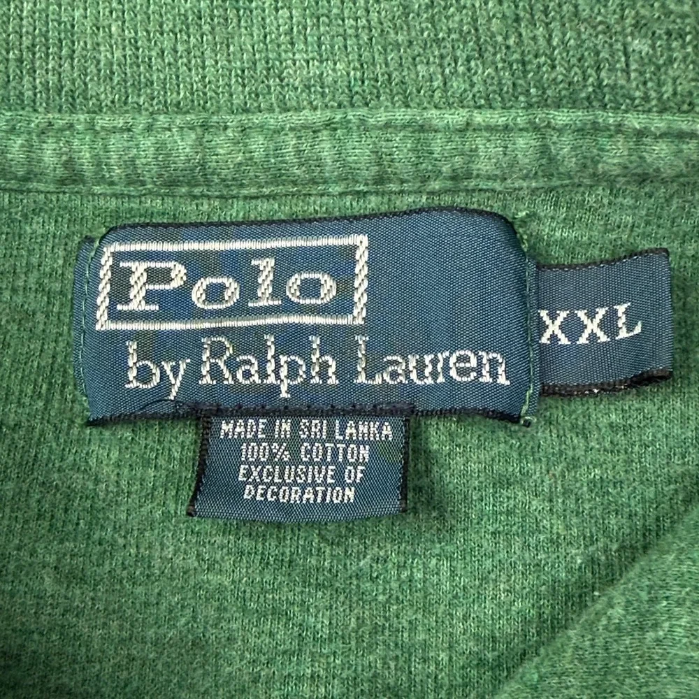 Vintage Polo Ralph Lauren Quarter Zip Sweater Mens XXL Green Cotton Pony Preppy